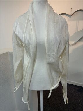 Pierantonio Gaspari Cream Sheer Open Front Cardigan Sweater Lagenlook Large